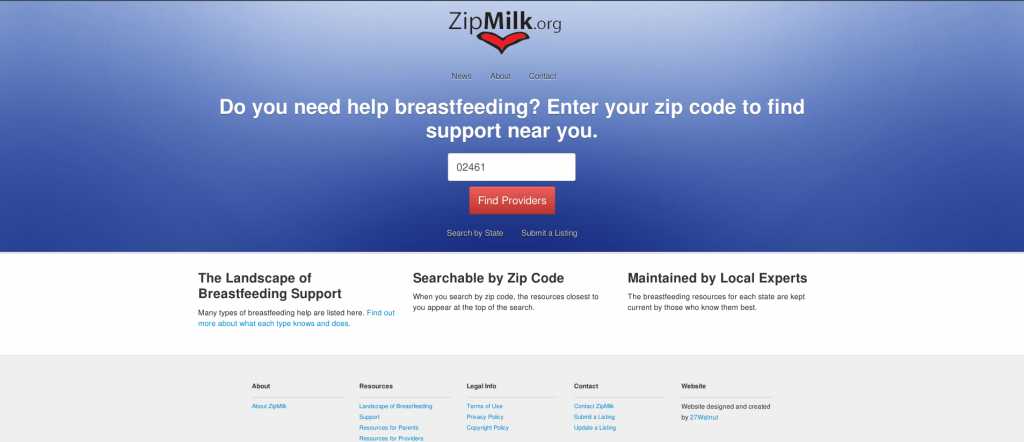 Zipmilk home page